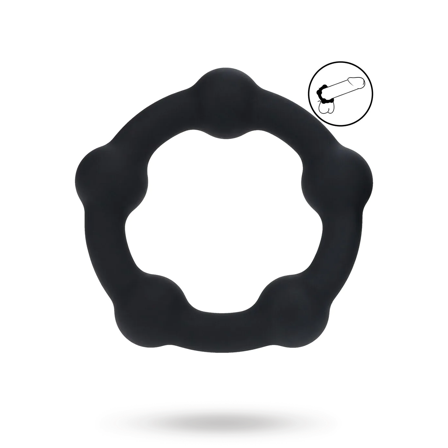 Beaded Silicone Cockring - L - 45mm - Black