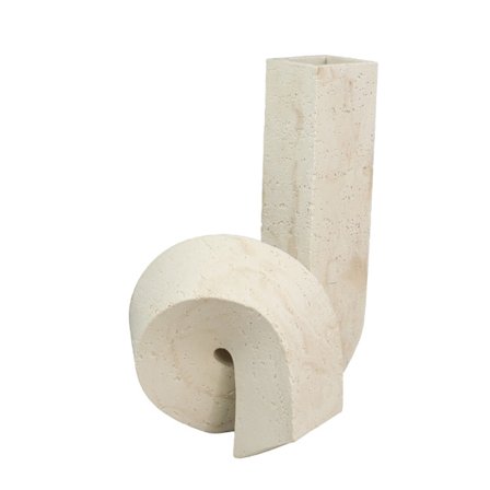 Beige polyresin vase, 19x17x30cm, tekstureret design