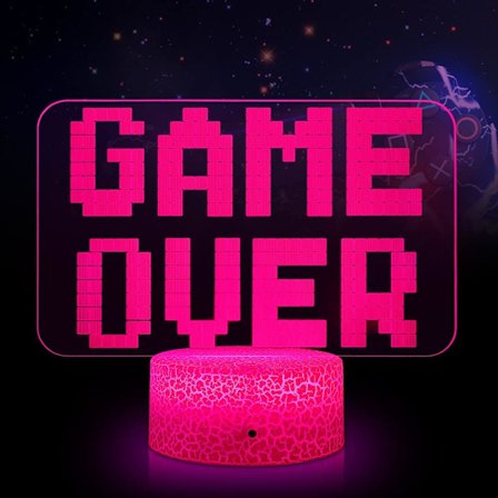 Gaminglampa Game Over Nattlampa 3D Illusion Lampor, Dimbar