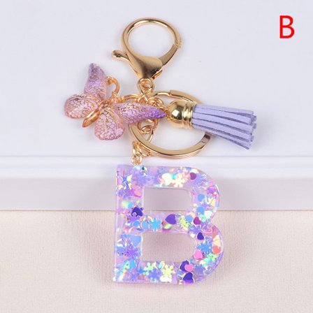 pc AZ bogstaver nøglering til kvinder kvast sommerfugl vedhæng Ini