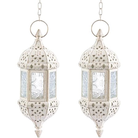 stk LED hengende flammeløs lykt lysestake, hvit