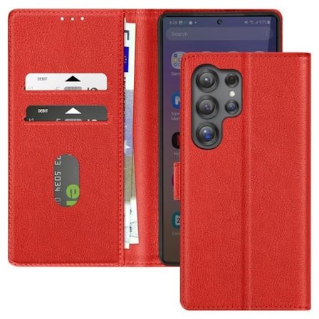 Mobilfodral - Samsung - S25 Ultra - Röd - Plånbok - Videostöd