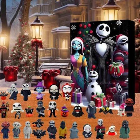Halloween Nedtællingskalender 2024, Nightmare Before Xmas Adventskalender, Horror Dukkefigurer til Børn B