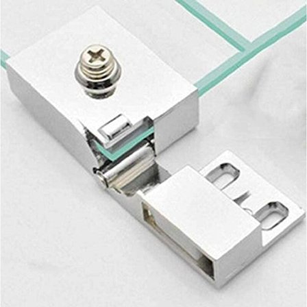 Par/Rammeløs Glassdør Hengsel Vinskap Utstillingsvindu Integrert Sidemontert Glassdør Hengsel (Sølv)