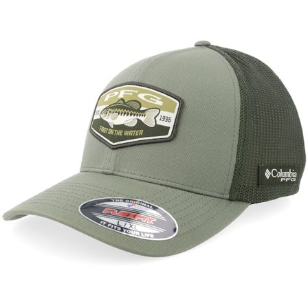 Columbia - Vert flexfit Casquette - Pfg Patch Ball Cap Cypress Big Bass Mesh Flexfit @ Hatstore