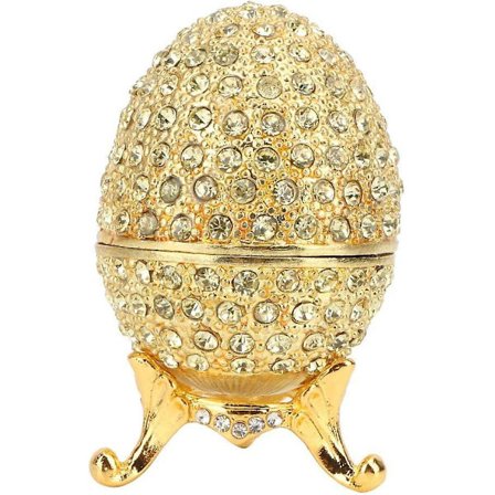 Vintage Emalje Påskeæg Smykkeskrin Diamant Samlerobjekt Æg Smykkeskrin Smykkeopbevaringsboks (guldfarve)