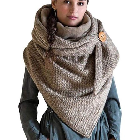 Fashion Herr Dam Bomull Triangel Scarf med Retro Knapp Tryckt