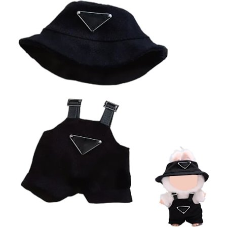 Tøj til Monsterdukke (INGEN Dukke), Hat & Overall Sæt til 17cm Monsterdukke Tilbehør Kostume-XS7-