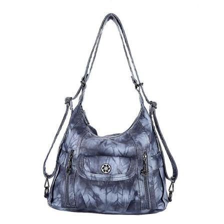 ANGEL KISS A-0118-5G PU-läder dragkedja axelväska för kvinnor justerbar crossbody väska Denim Blue