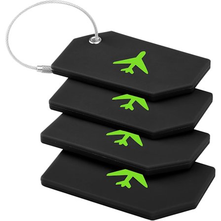 4 stk. bagasjelapper med adresselapp, bagasjelapp, koffert med rustfri stålkabel, bagasjelapp for bagasje, koffert, håndveske