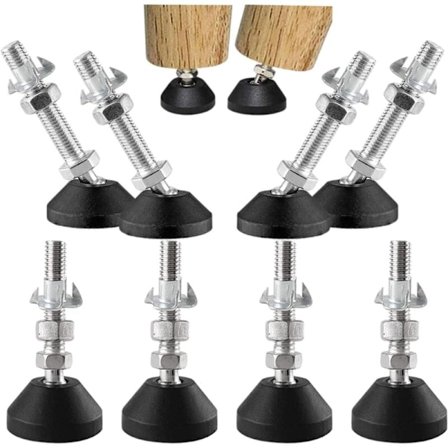 Set med 8 ställfötter M10 x 100 x Ø 40 mm - lastkapacitet 500 kg - höjdjusterbara fötter - höjdjusterbara möbelfötter