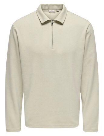 ONLY & SONS Onsnewkodyl Reg Half Zip Polo Sweat Vd - Cream - XL