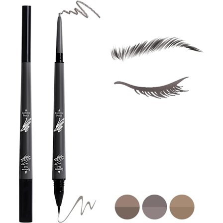 2 i 1 Øjenbrynspen, Vandfast & Langtidsholdbar Flydende Øjenbrynspen, Dobbeltsidet Pen Udfylder og Definerer Brynfarve med Præcision