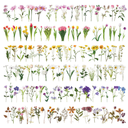 240 st Blomsterklistermärken för Journalföring, Transparenta Vintage Blomsterklistermärken Växtblomsterklistermärken för Scrapbooking Planner DIY 