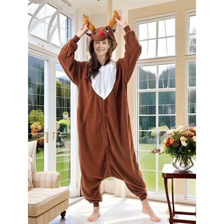 Aikuisten fleece-haalari, 100 % polyesterineulosta, brodeerattu pyöreä pääntie, pitkähihainen romper-asu, yksivärinen juhla-asu syys-/talvikaudelle (