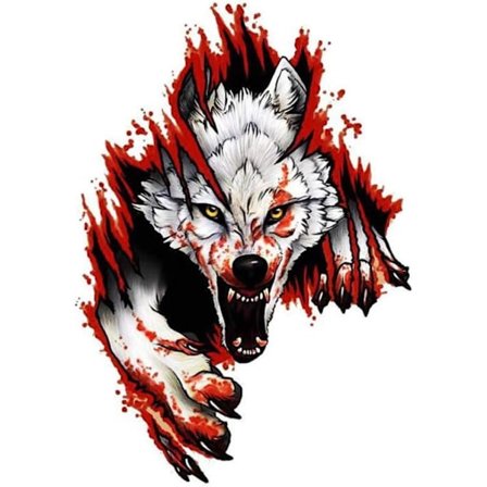 Vred ulv bil klistermærke, ulv bil klistermærke 3D bil ulvehoved klistermærke