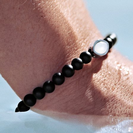 Atlantis | Pulseira de Contas de Ónix de 6 mm com Madrepérola para homens - Pulseiras de contas