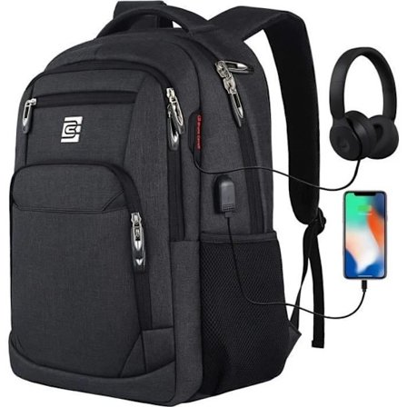 NA/17.3" Computer Bag, Computer Backpack with USB Charging Port, Water Repellent Laptop Backpack and Large Capacity Backpack (Black)