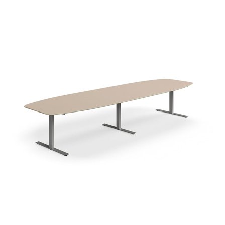 Jednací stůl NOVUS, T-nohy, 4000x1200 mm, stříbrná/jílově šedá