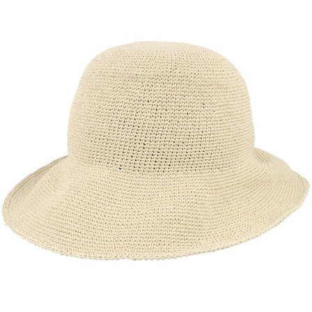 Seeberger - Beige sunhat Hut - Delicate Paper Straw Bell-shaped hat in inen Cloche @ Hatstore