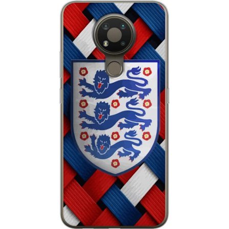 Yhteensopiva Puhelinkuori Nokia Nokia 3.4 Graafinen Englanti-aihe heraldisilla leijonilla ja punaisella, valkoisella ja sinisellä punotulla kuviolla,