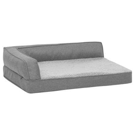 Vidaxl Ergonomisk Hundmadrass 75x53 Cm Linnelook Fleece Grå Grå