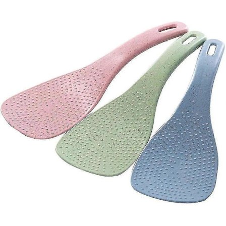 2023 3 Dele Ris Ske Sæt - Plastik Non-Stick Ris Madlavningsske, Ideel til Klæbrig Ris