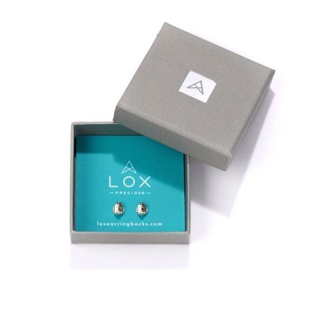 Stenar och Mineraler. Lox Ädel Palladium Belagt Silver Sterling 925. 1 par. Säkerhetslås Örhängen LOX.