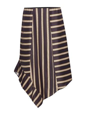 Skirt In Jacquard Stripes W. Asymme Brown Coster Copenhagen