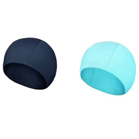 Simmarmössor med modemotiv, vattenavvisande beläggning för skydd mot klor, sjöblå & marinblå, 2 st