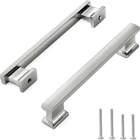 Skåpshandtag, 4-pack 5 tum (128 mm) hålcenter borstat satin nickel skåphandtag hårdvara för köksskåp garderob badrum