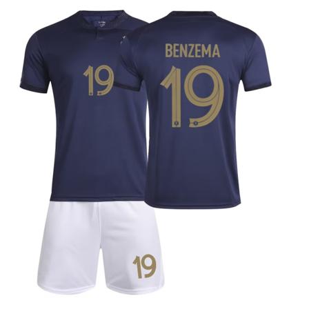 22-23 hjem fotballdrakt nr. 10 Mbappe Dembele 19 Benzema landslag hjem og borte barnedrakt Z No.19 L