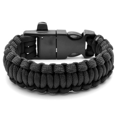 Black Paracord Bracelet With Steel Firestarter for Men - Paracord bracelets