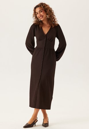 BUBBLEROOM - Structure Button Midi Dress - Brown