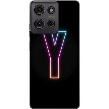 Kompatibel Mobilcover til Motorola Motorola Moto G75 Minimalistisk neonbogstav Y i farveskiftende lys mod sort baggrund