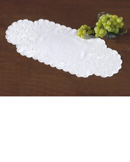 Påtegnet løper i hvitbroderi med eller uten garn - Med garn - Västgöta Broderi