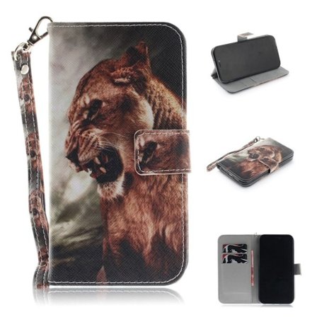 iPhone Xr flip cover i mønstret læder - Tiger