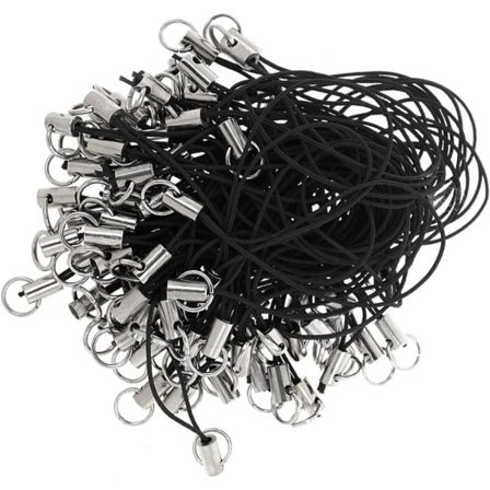 100-pak mobiltelefon snoet kæde til MP3, USB-flashdrev, nøglering og ID-kortholder - Sort