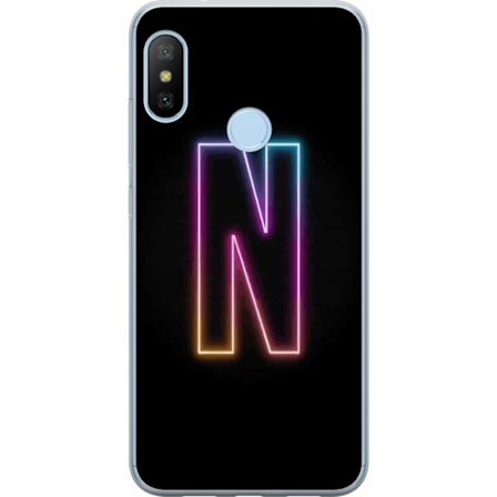 Yhteensopiva Puhelinkuori Xiaomi Xiaomi Mi A2 Lite Minimalistinen neonkirjain N värinvaihtuvassa valossa mustaa taustaa vasten