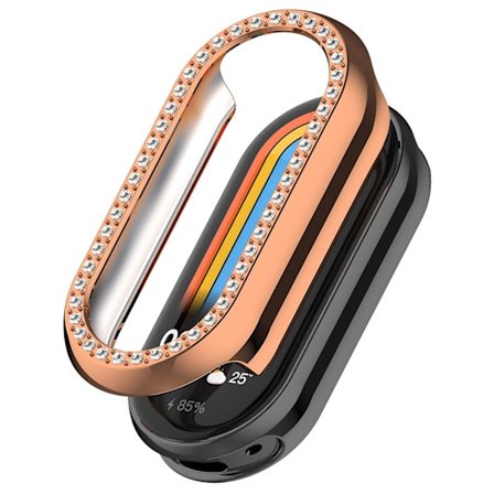 För Xiaomi Smart Band 8 Rhinestones Dekor Klockram PC Ihålig Skyddande Skal