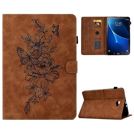 Til Samsung Tab A 10.1 T580/T585 (2016) Præget Flad Brun Brun Brown Samsung Galaxy Tab A 10.1 (201