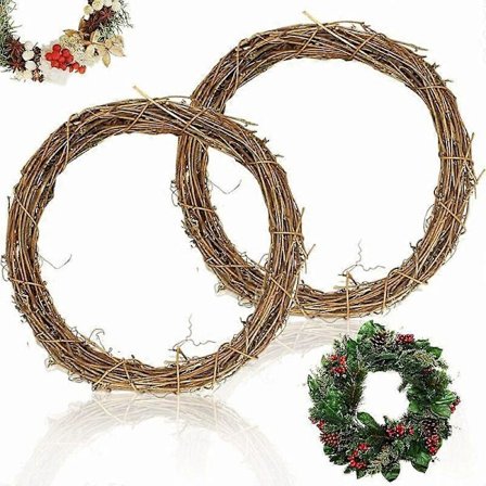 2 Stykker 30 cm Store Naturlige Vinkranse, Vinkranse, DIY Håndværks Vinkrans Garland til Julevægsdekoration Dørkrans Fest Bryllup
