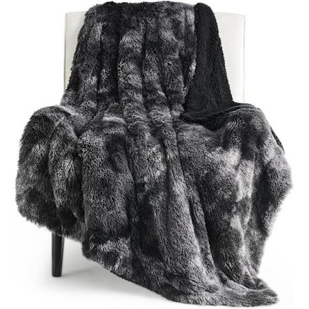 Pehmeä ja pörröinen tekoturkispeitto harmaa - kodikas pörröinen muhkea Sherpa-fleecepeitto karvainen peitto sohvalle sänkyyn 50x60 tuumaa 640 GSM