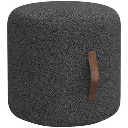 Rootz skammel - Fodskammel - Moderne Design - Sengebænk - Håndtag i kunstlæder - polyester+skum - Mørkegrå + Brun - Ø48 x 45H cm