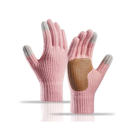 Vinter touchscreen handsker, udendørs cykelstrikhandsker, pink