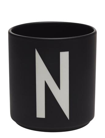 Black Porcelain Cups A-Z Black Design Letters