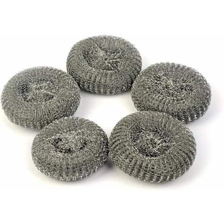 6-pakning Svamper med Stålull Skuresvamper - Rengjøringssvamper i Rustfritt Stål Metallskuresvamp Stålullssvamp