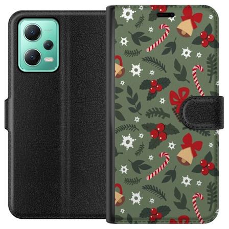 Xiaomi Redmi Note 12 Tegnebogsetui Glædelig Jul mønster