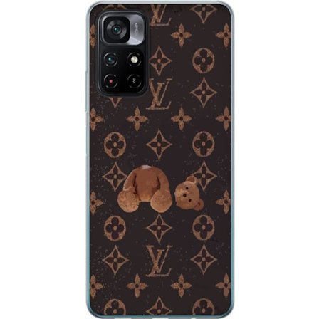 Kompatibel Mobilcover til Xiaomi Xiaomi Poco M4 Pro 5G Luksuriøst monogrammønster med knust bamse i mørk modeæstetik