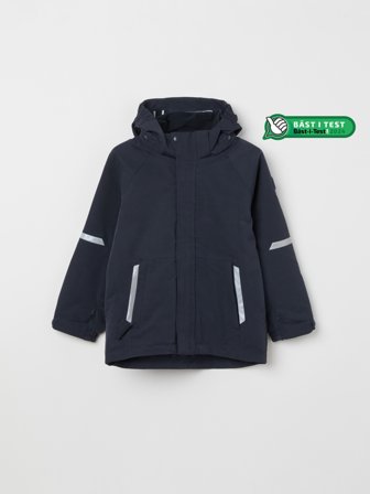 Polarn O. Pyret - Stormy – solid color, waterproof shell jacket - 140 - Childrenswear - blue